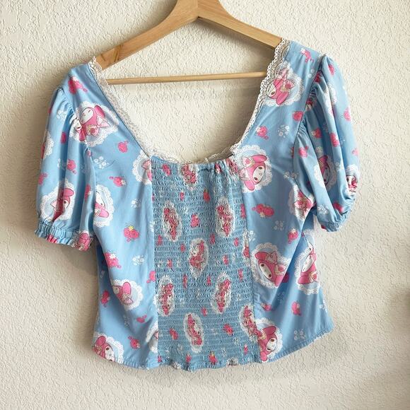 My Melody Peasant Girl Crop Top Large Puff Sleeve Kawaii Cute Kidcore Cosplay - Picture 2 of 6